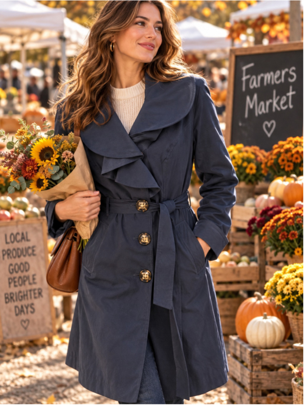 Women's Cynthia Rowley Navy Trench Coat Size L